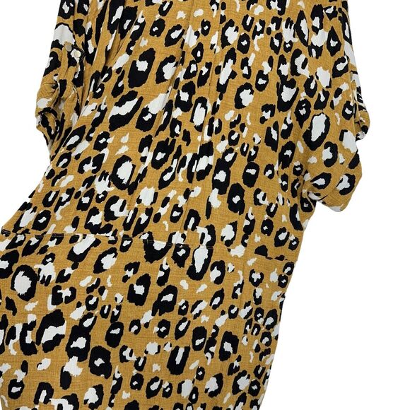 Jones New York Mustard Leopard Print Flowy Boho Print Tunic Top Women's Size XL - Picture 4 of 7